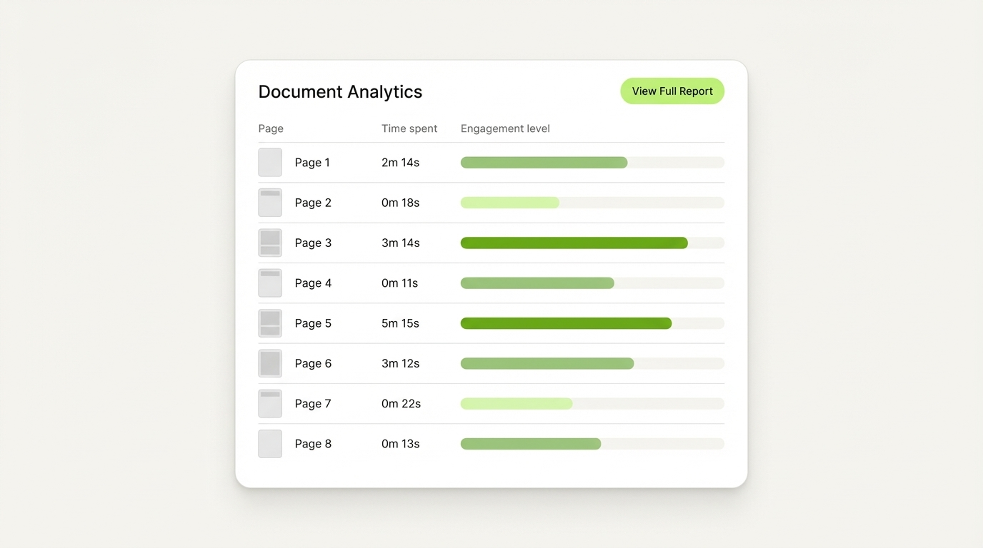 SendNow page-by-page document analytics dashboard