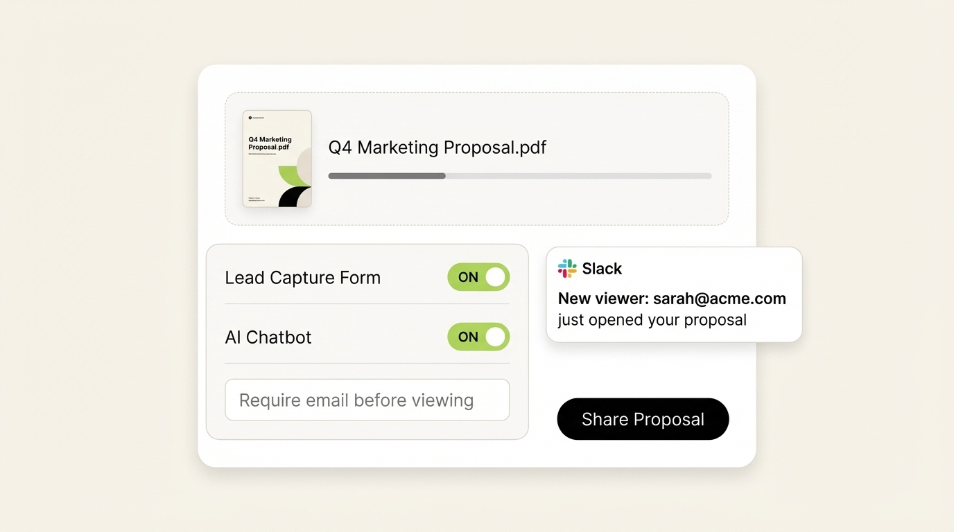 SendNow lead capture and Slack notification UI mockup