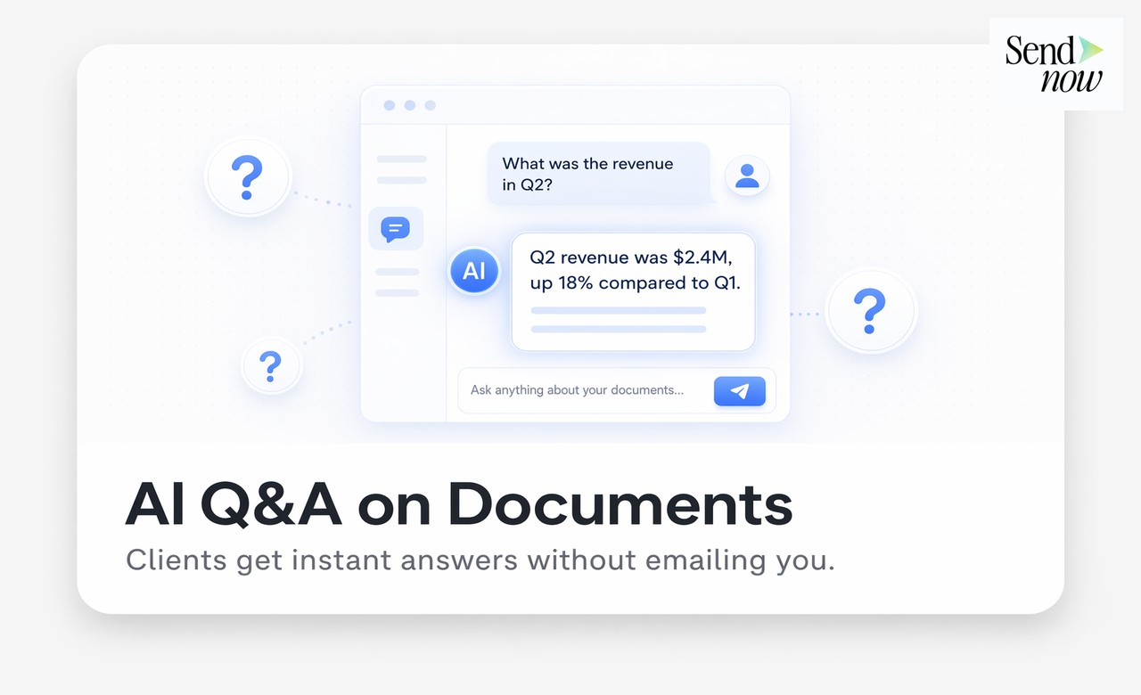 AI chatbot open with client asking a plain-English question